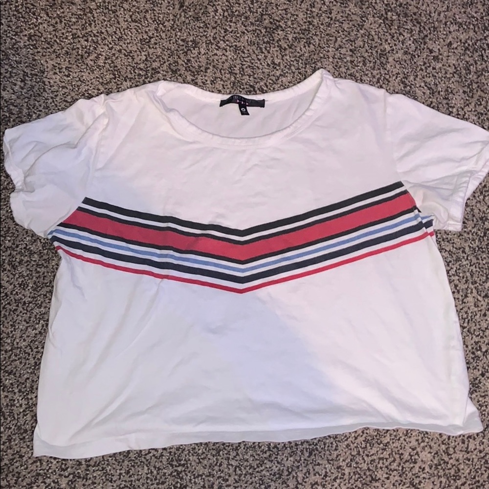 A medium white shirt with stripes from TJ Max’s!